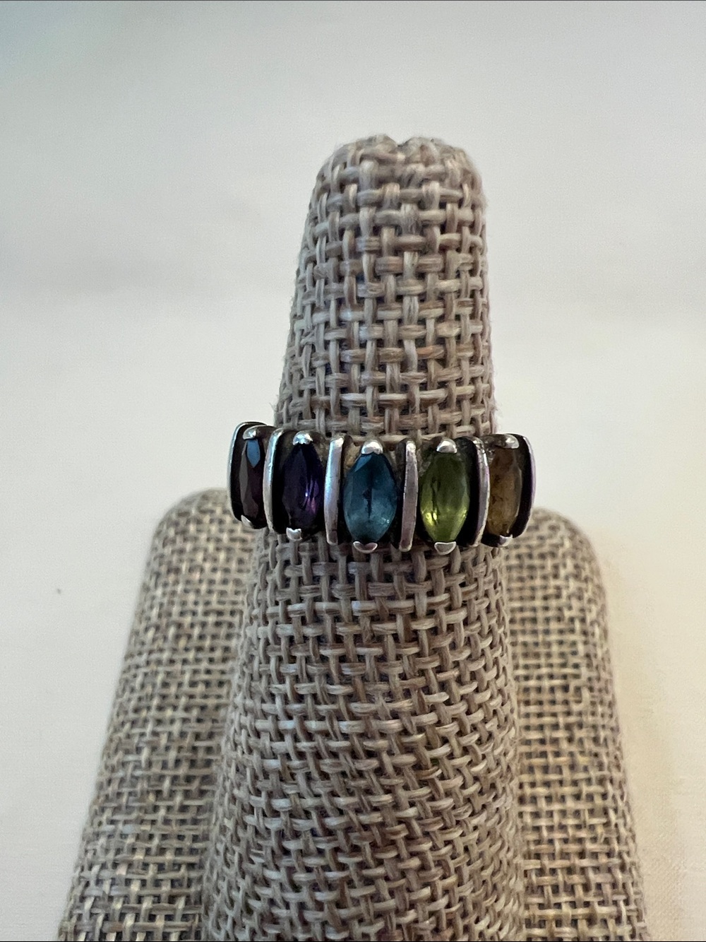 Multicolor Oval Gemstone Sterling Ring -  sz 6 Women's Jewelry